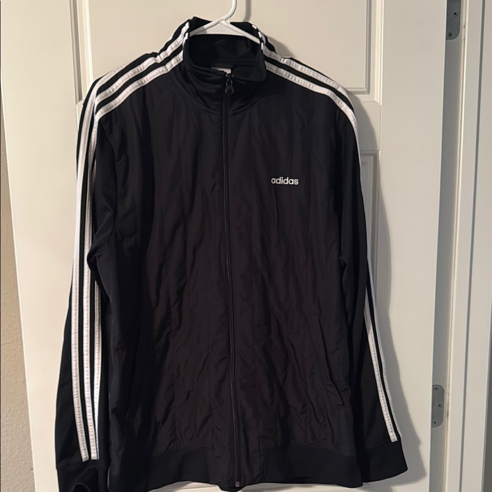 Adidas Black Windbreaker Jacket with Signature Style